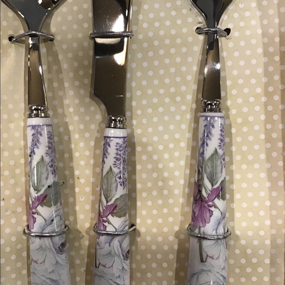 Beautiful floral decor Lightahead 3 Pc Set Stainless Silverware Lavender new - Picture 7 of 8